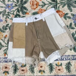 RE/DONE x Levi’s Patched Denim Shorts Size 23 high rise white tan vintage